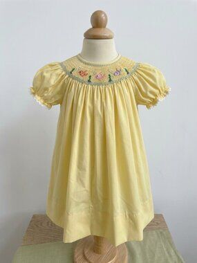 Rosalina Collection Gingham Smocked Yellow Dress Size 6